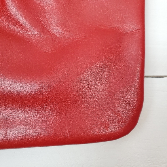 Vtg Etra Vintage 70s 80s Red Genuine Leather Medium Clutch Bag Purse - Picture 12 of 15